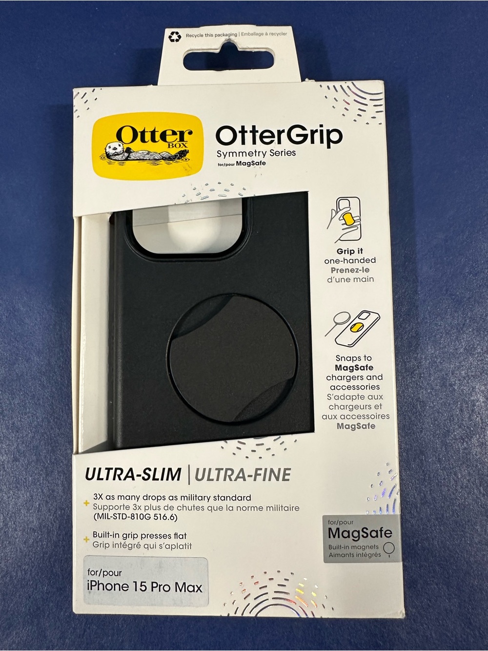 OtterBox OtterGrip Symmetry Series MagSafe Case - iPhone 15 Pro Max - Black NIB